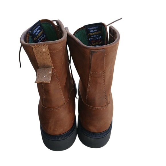 Justin Boots Men's Brown Leather Conductor Boots Sz 9M. MADE IN USA - Picture 4 of 10